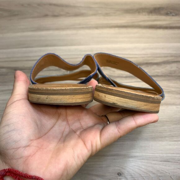 Frye and Co Womens Evie Slip On Sandals Flat Slide 3 Straps Casual Blue Size 11M - Picture 8 of 9